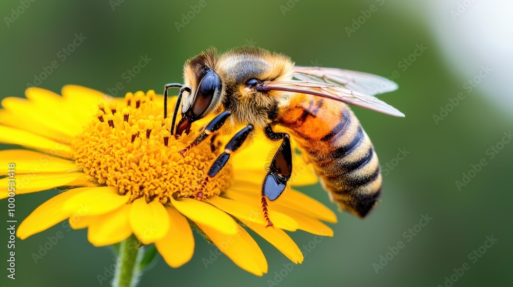 Macro Photography of Bee Collecting Nectar on Yellow Flower Macro Photography of Bee Collecting Nectar on Yellow Flower