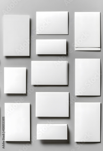 Wallpaper Mural Minimalist Blank Stationery Mockup with Pencil on Gray Background" Torontodigital.ca