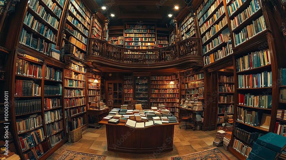 A Grand Library with Bookshelves Filled with Books A Grand Library with Bookshelves Filled with Books