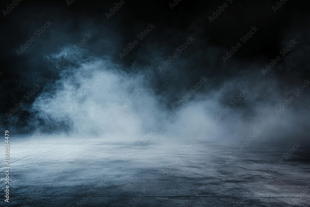 Moody abstract background of an empty dark room with smoke and fog on concrete floor, offering ample copy space for product presentations in a wide banner format. Moody abstract background of an empty dark room with smoke and fog on concrete floor, offering ample copy space for product presentations in a wide banner format.