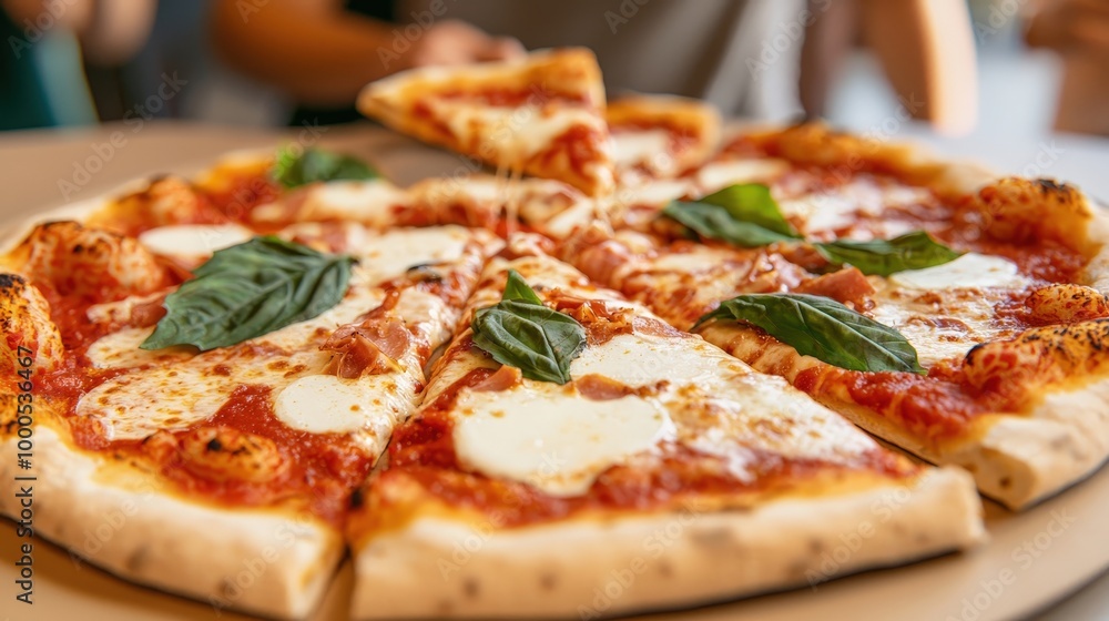 Delicious Pizza with Mozzarella Basil and Tomato Sauce Italian Food Photography Delicious Pizza with Mozzarella Basil and Tomato Sauce Italian Food Photography