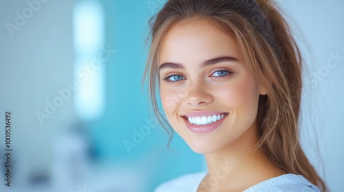 Free Download Beautiful Woman Smiling with White Teeth and Blue Eyes - GFXLoad