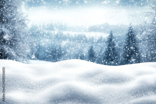 Wallpaper Mural Abstract snowy winter landscape with falling snowflakes and a blurred forest in the distance, creating a serene and peaceful atmosphere, ideal for decoration or wallpaper. Torontodigital.ca