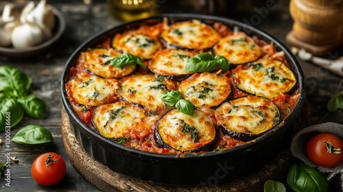 Classic Baked Eggplant Rollatini: Eggplant Rolled with Ricotta and Spinach, Baked in Marinara and Mozzarella Topping