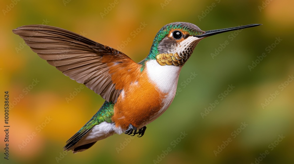 Obraz premium Hummingbird in Flight Vibrant Colors Wildlife Photography Bird Nature