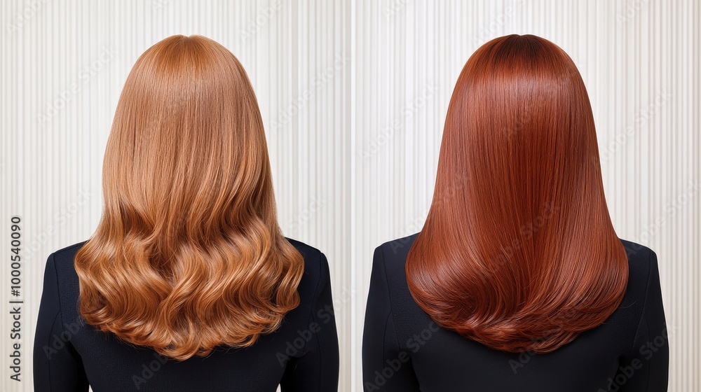 Fototapeta premium Hair Transformation Before and After Treatment Salon Shine Healthy Hair