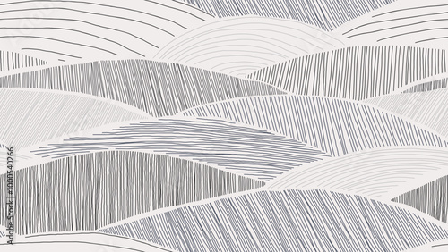 Abstract seamless pattern featuring striped mountains with grey tone