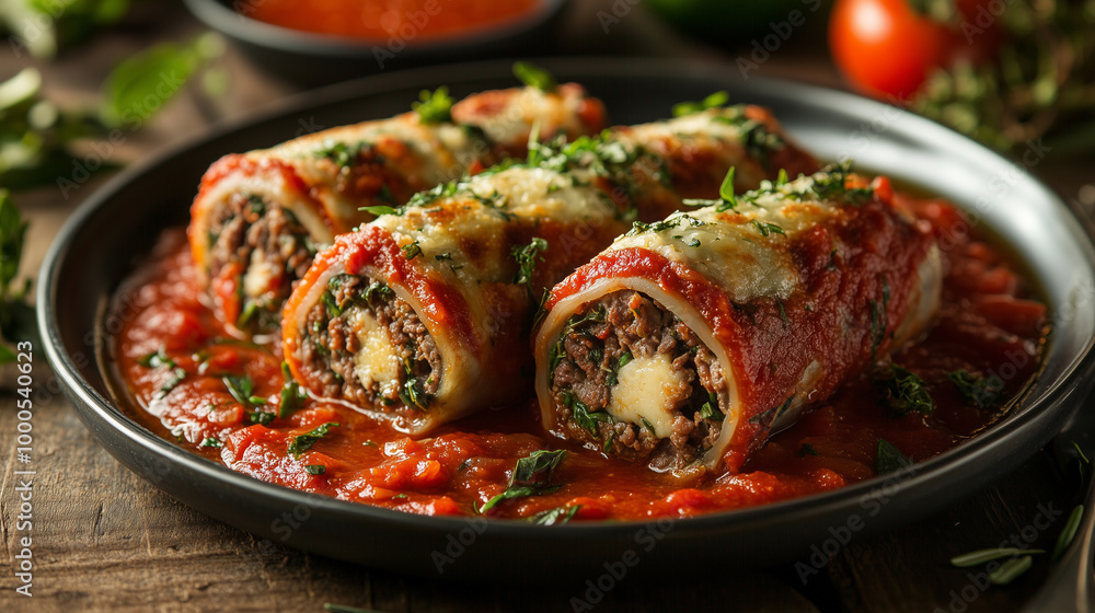 Delicious Beef Braciole Rolled with Savory Herbs and Cheese, Bathed in Marinara Sauce for a Hearty Feast Delicious Beef Braciole Rolled with Savory Herbs and Cheese, Bathed in Marinara Sauce for a Hearty Feast