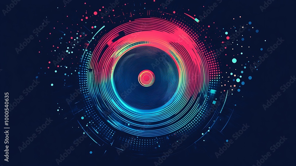 Abstract digital art with a circular design and vibrant colors. Abstract digital art with a circular design and vibrant colors.