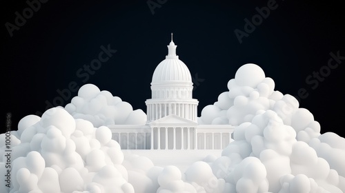 White Capitol Building in Clouds   American Politics  Government  Democracy  Architecture