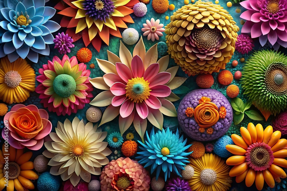 Vibrant 3D Flower Designs in Various Colors and Shapes for Creative Projects and Backgrounds Vibrant 3D Flower Designs in Various Colors and Shapes for Creative Projects and Backgrounds