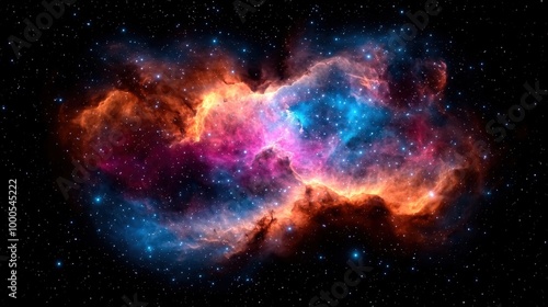 Cosmic Nebula With Swirling Colors and Stars   Space Background photo