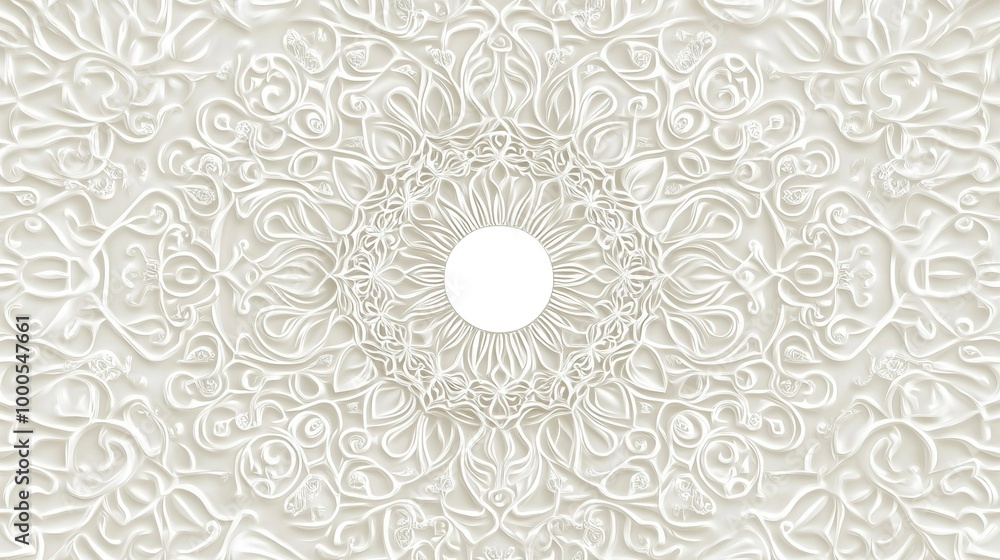 Enchanting White Intricate Floral Islamic Mandala Circles Decoration With Blank Horizontal Vector Background .generative ai Enchanting White Intricate Floral Islamic Mandala Circles Decoration With Blank Horizontal Vector Background .generative ai