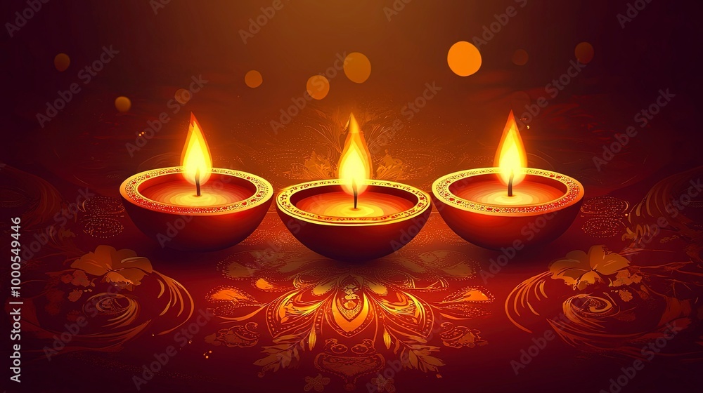 Happy diwali celebration background. Festival of lights banner with illuminated oil lamps decoration. Holiday greeting card. Vector illustration .generative ai Happy diwali celebration background. Festival of lights banner with illuminated oil lamps decoration. Holiday greeting card. Vector illustration .generative ai