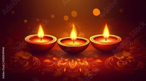 Happy diwali celebration background. Festival of lights banner with illuminated oil lamps decoration. Holiday greeting card. Vector illustration .generative ai