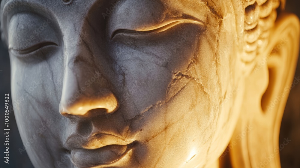 Detailed Close-Up of Marble Buddha Face Detailed Close-Up of Marble Buddha Face