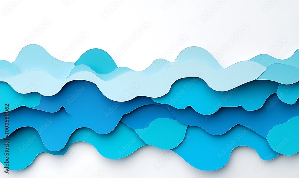 Fototapeta premium Abstract Paper Waves in Blue Hues