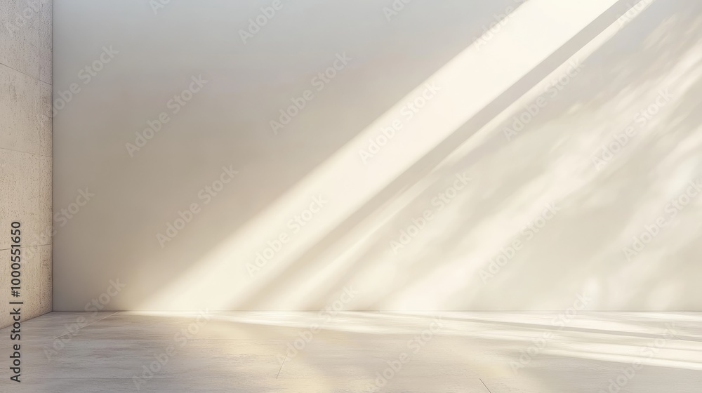 A minimalist white wall with a small spotlight in the corner, highlighting a clean, modern space A minimalist white wall with a small spotlight in the corner, highlighting a clean, modern space