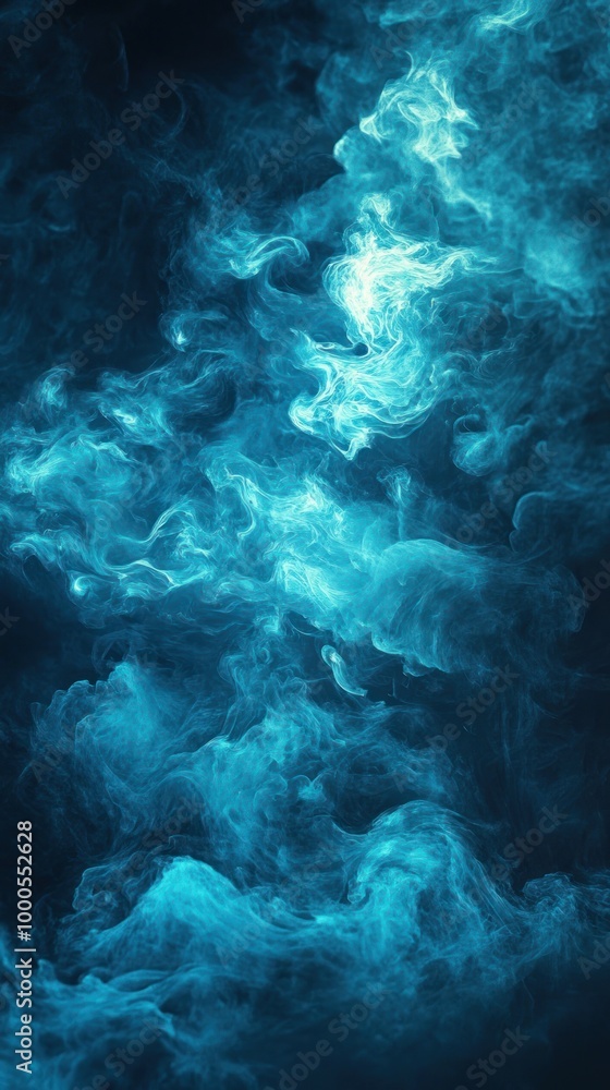 A swirling abstract pattern of blue smoke or mist creating a mystical atmosphere. A swirling abstract pattern of blue smoke or mist creating a mystical atmosphere.