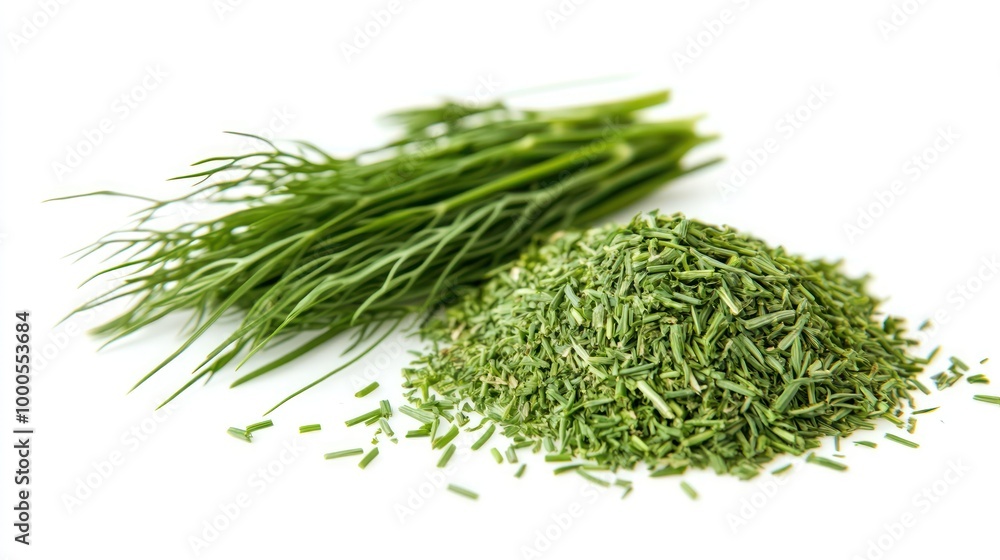 Fresh dill and dried dill herb, commonly used in cooking and garnishing dishes. Fresh dill and dried dill herb, commonly used in cooking and garnishing dishes.