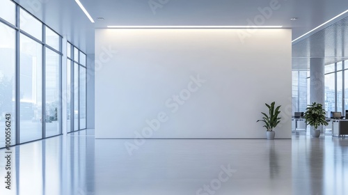 Wallpaper Mural Empty white wall in a modern office space with soft lighting, providing a sleek and professional feel Torontodigital.ca