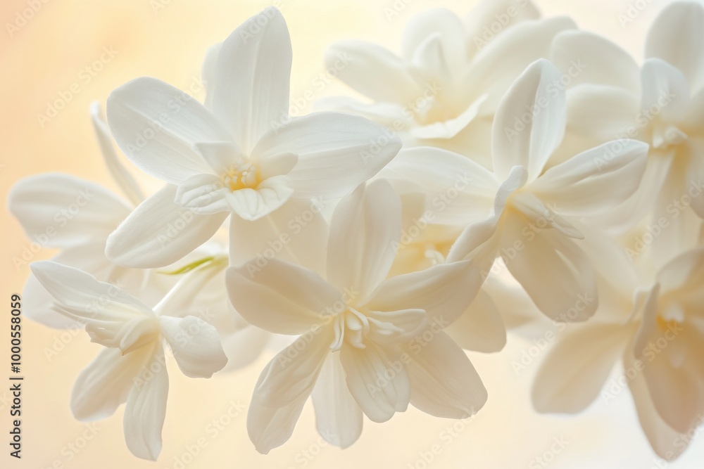 A close-up of delicate white flowers against a soft background, evoking tranquility and purity. A close-up of delicate white flowers against a soft background, evoking tranquility and purity.