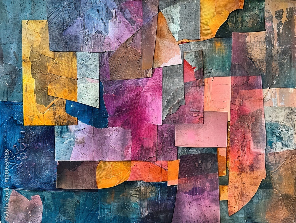 Abstract Collage Art: A Play of Colors and Textures Abstract Collage Art: A Play of Colors and Textures