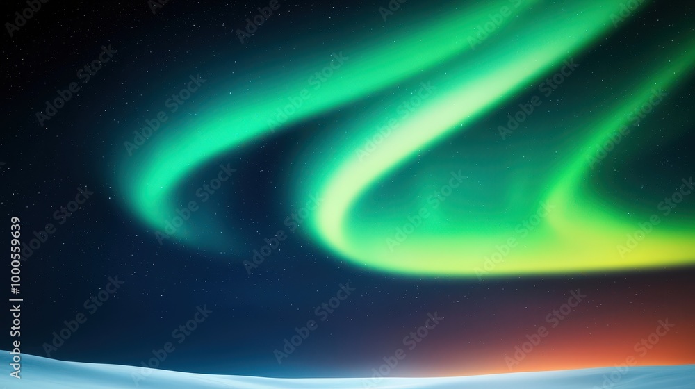 Northern Lights Aurora Borealis Display Over Snowy Landscape Northern Lights Aurora Borealis Display Over Snowy Landscape