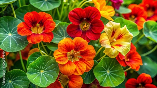 Wallpaper Mural Vibrant Nasturtiums in Full Bloom Showcasing Their Colorful Petals and Lush Green Foliage Torontodigital.ca