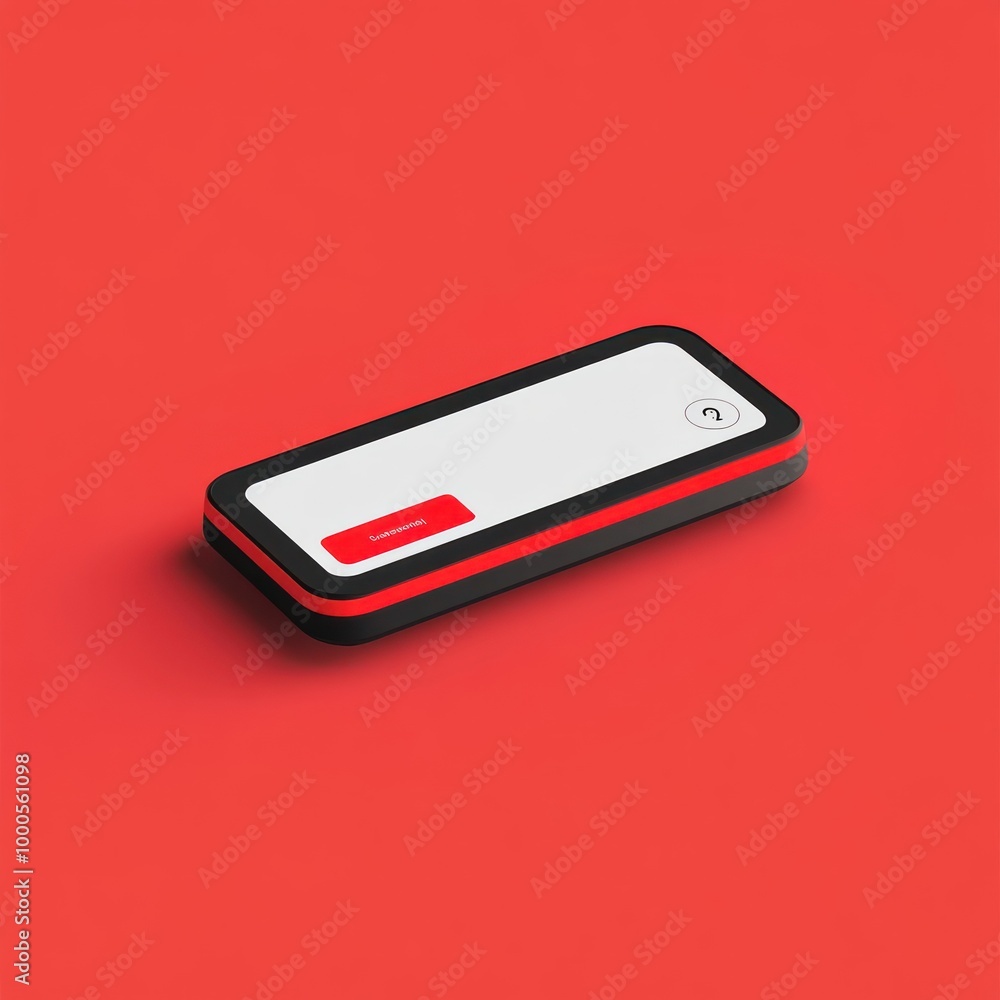 A minimalist smartphone design on a vibrant red background. A minimalist smartphone design on a vibrant red background.