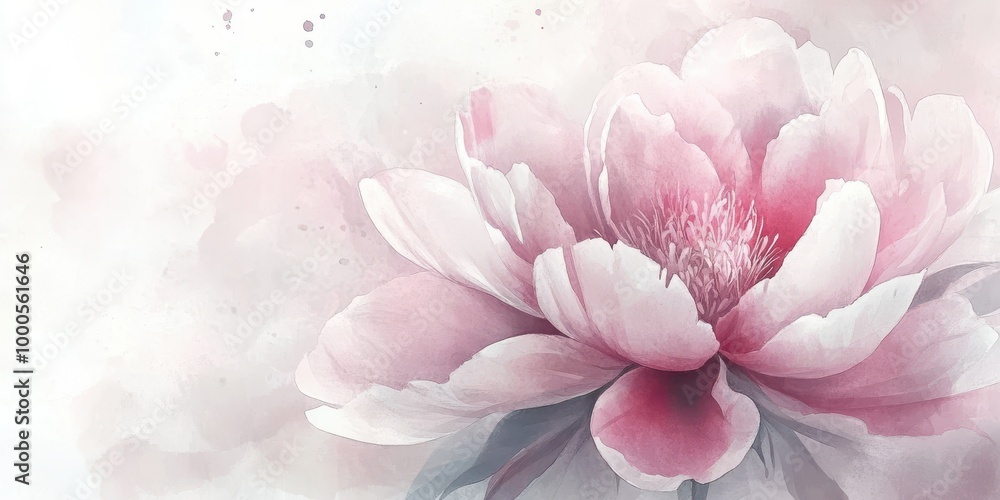 Fototapeta premium Watercolor painting of a pink flower.