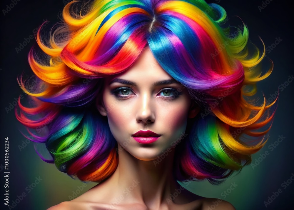 Vibrant Rainbow Hair Fashion Statement with Bold Colors and Creative Style for Modern Aesthetics Vibrant Rainbow Hair Fashion Statement with Bold Colors and Creative Style for Modern Aesthetics