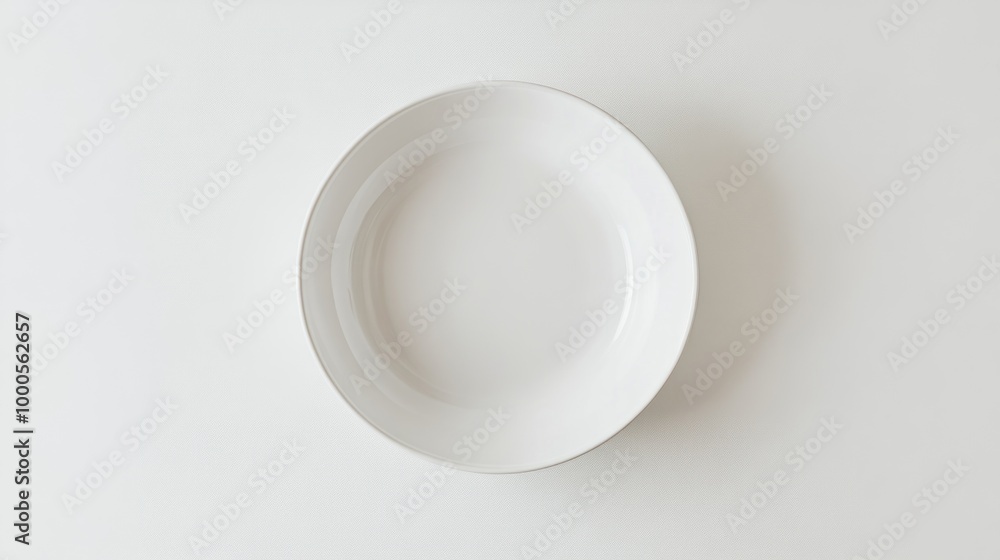 A simple, round white plate resting on a plain surface, emphasizing minimalism and design. A simple, round white plate resting on a plain surface, emphasizing minimalism and design.