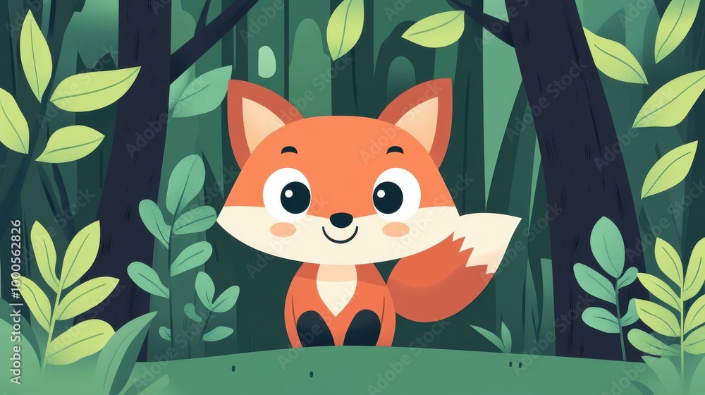 A vibrant cartoon of a crafty fox in the wild, showcasing its sly nature and colorful surroundings. A vibrant cartoon of a crafty fox in the wild, showcasing its sly nature and colorful surroundings.