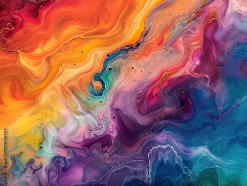 Abstract Psychedelic Swirls: Vibrant Fluid Art Painting