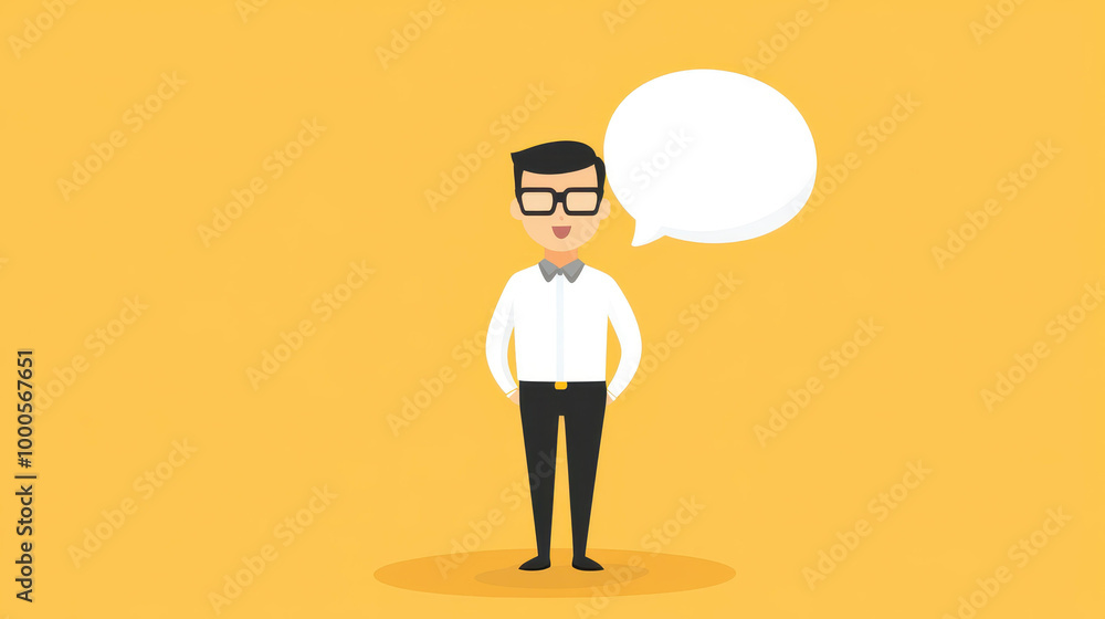 Obraz premium A minimalistic icon of a man speaking, featuring a clean background for a modern look.