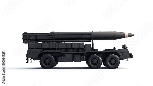 Military Missile Launcher on a White Background