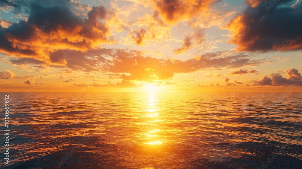 Warm Sunset Over the Vast Ocean Warm Sunset Over the Vast Ocean