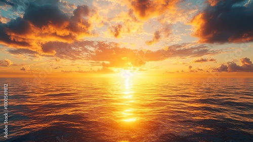 Warm Sunset Over the Vast Ocean