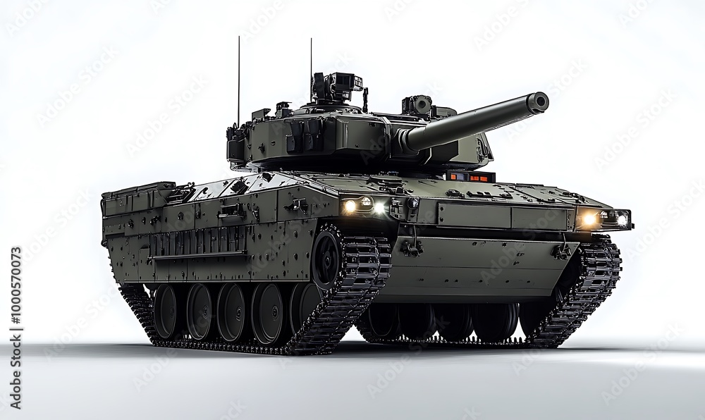 Modern Military Tank in a Studio Setting Modern Military Tank in a Studio Setting