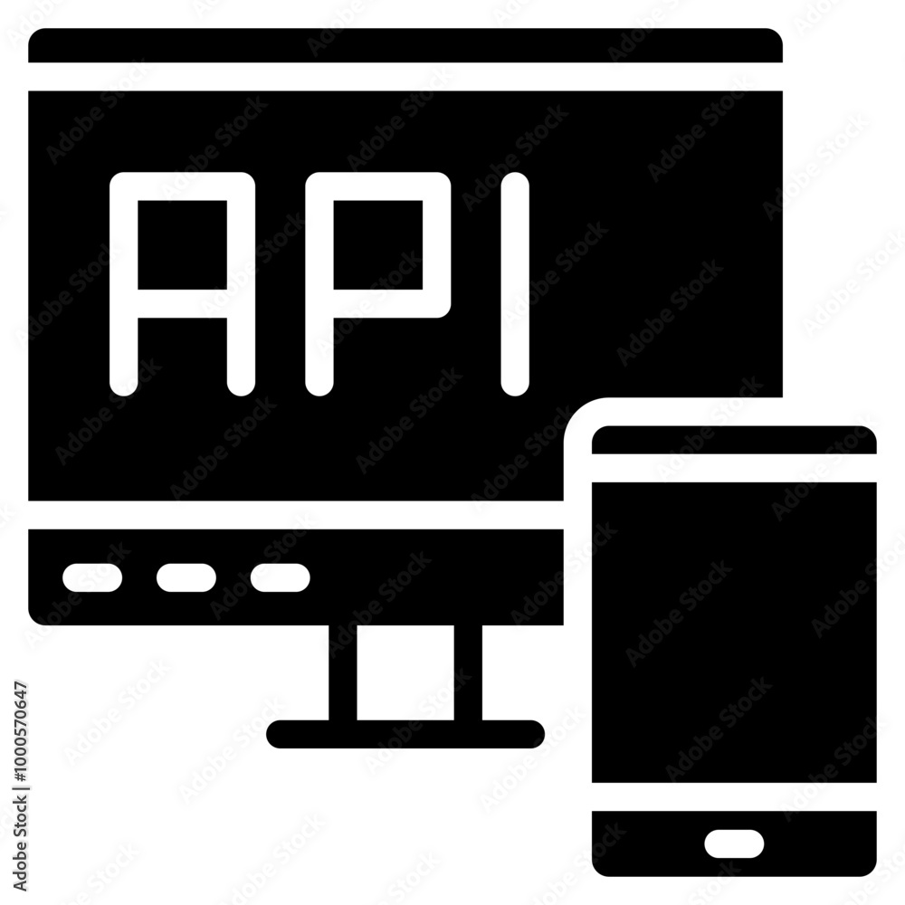 Api Interface Solid Icon Design Vector Api Interface Solid Icon Design Vector
