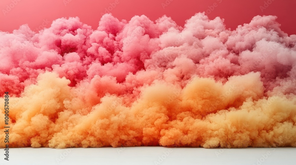 A wall of colorful smoke with vibrant red and orange hues against a pink backdrop, evoking a sense of ethereal beauty and abstract artistry A wall of colorful smoke with vibrant red and orange hues against a pink backdrop, evoking a sense of ethereal beauty and abstract artistry