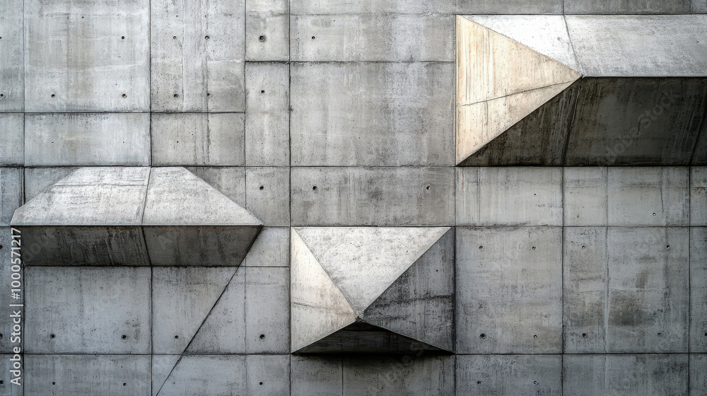 Modern Concrete Wall with Geometric Shapes and Texture Modern Concrete Wall with Geometric Shapes and Texture