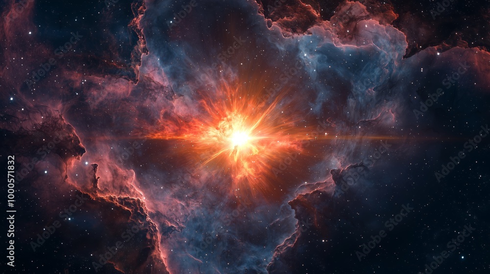 Fototapeta premium Glowing Stellar Titan in a Cosmic Collapse Scene
