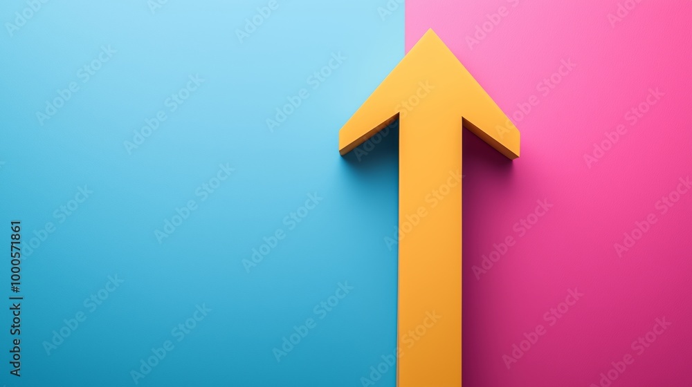 Clean Design of Upward Arrow on Blue and Pink Background Clean Design of Upward Arrow on Blue and Pink Background