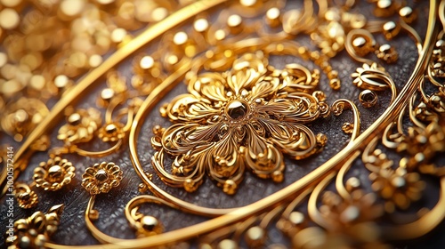 Intricate Gold Filigree Design Close-up