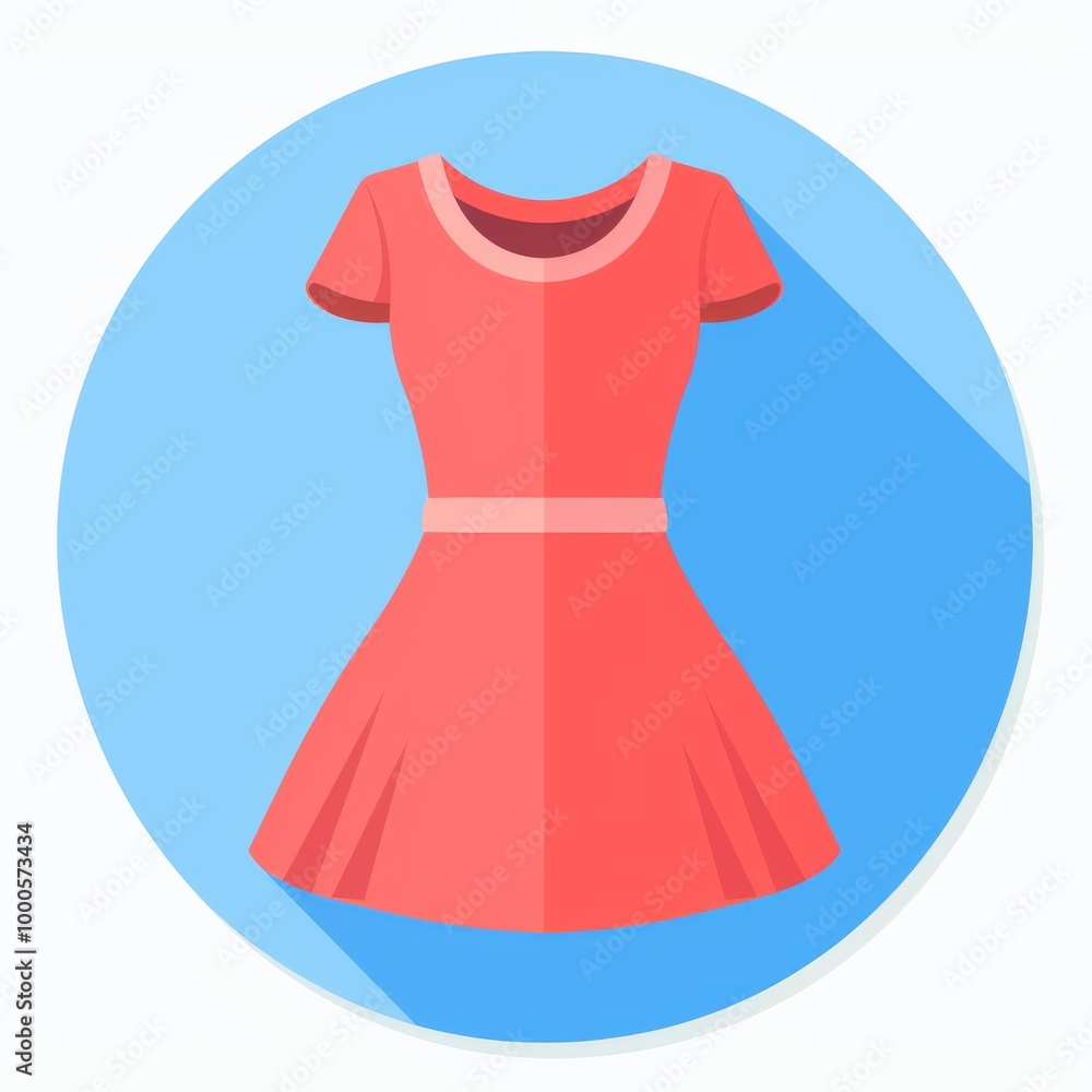 A red dress with a blue background A red dress with a blue background