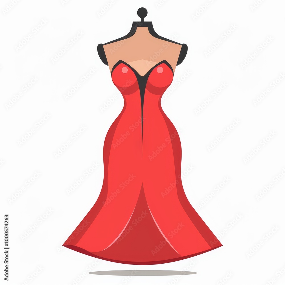 A red dress with a black trim A red dress with a black trim