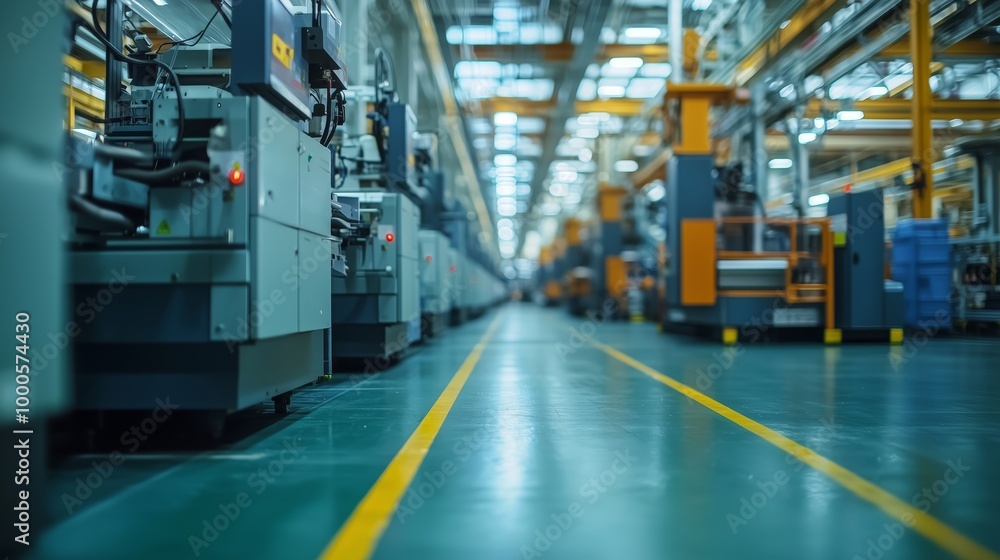 Naklejka premium Machines on Factory Floor for Biodegradable Production