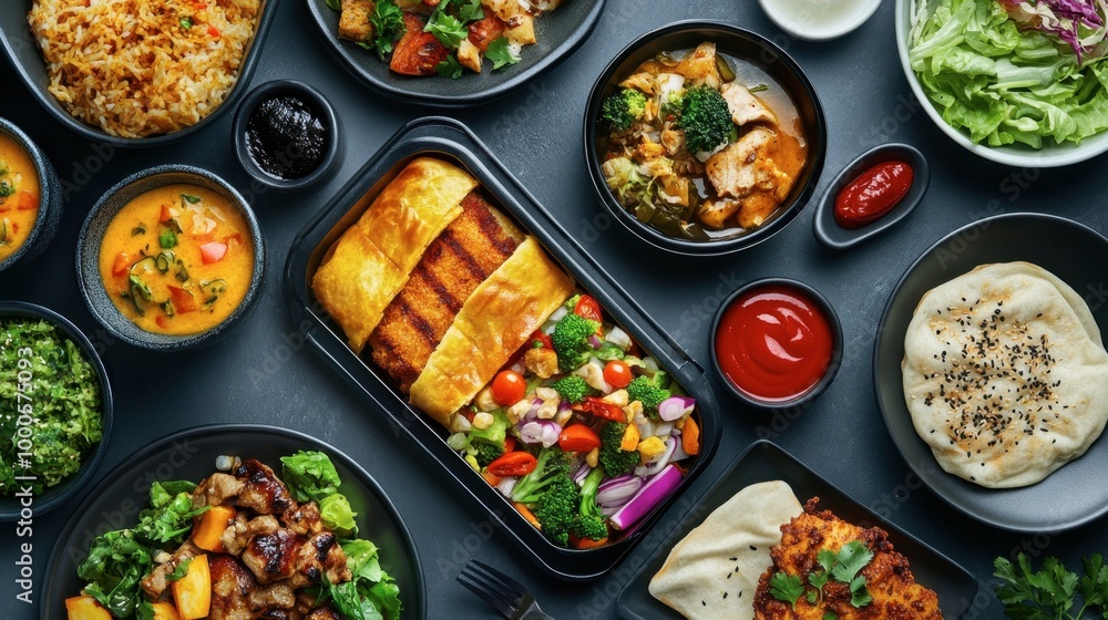 An AI-enhanced food delivery app showcasing meal options with highly realistic, generated images of food, designed to appeal visually to customers before ordering. An AI-enhanced food delivery app showcasing meal options with highly realistic, generated images of food, designed to appeal visually to customers before ordering.